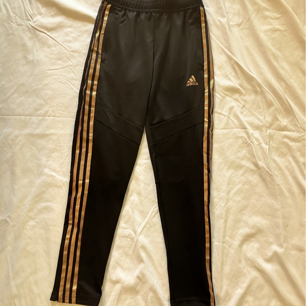 Boys M black and gold adidas warmups
